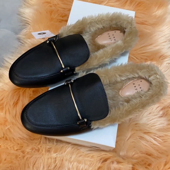 SHIP DISCOUNT, FIRM PRICE NEW! Fur Mule Slip On Shoes Rebe - Picture 3 of 4